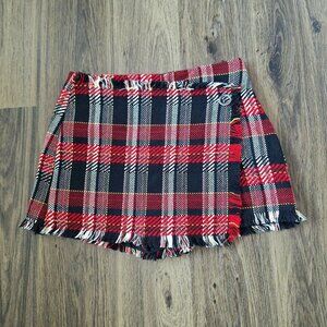 💙 Bershka BSK Girl Plaid Crossover Mini Skort Skirt Size S Schoolgirl Academia